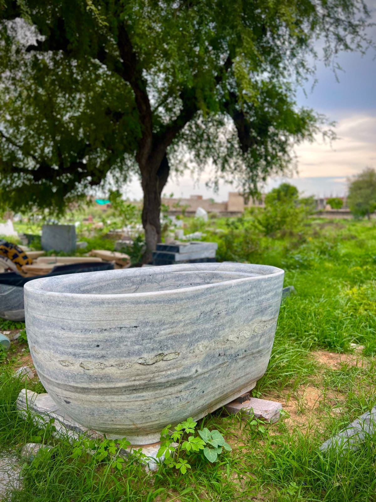 Oval Grey Granite Bathtub